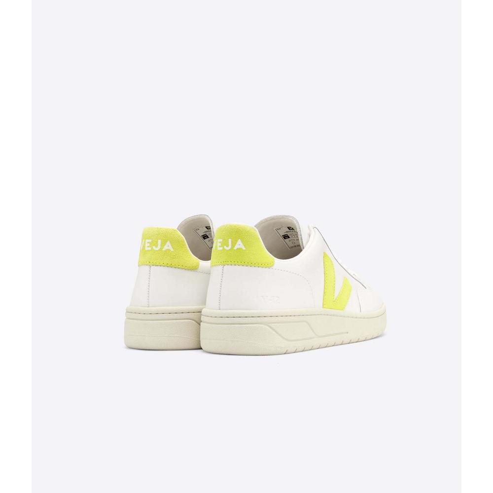 Women's Veja V-12 LEATHER Sneakers White/Mint | SG 676DFM